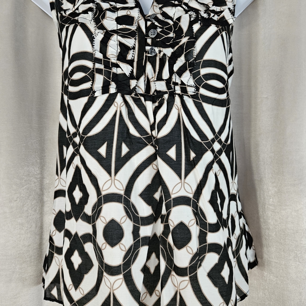 NWOT Banana Republic white black ruffle silk cotton tank top blouse Women Small - Picture 7 of 7
